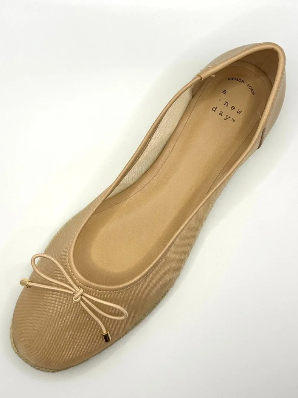 A New Day Beige Mesh Bow Espadrille Ballet Flats Balletcore Coquette Ballerina